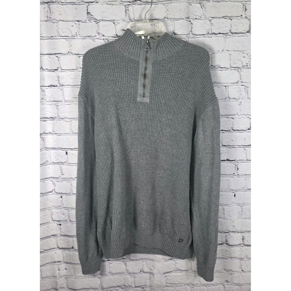 Weatherproof Vintage Gray Half-Zip Sweater XL 100% Cotton.